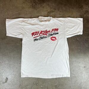 Vintage 90s single stitch 97.1 KISN FM The Oldies Station white cotton t-shirt